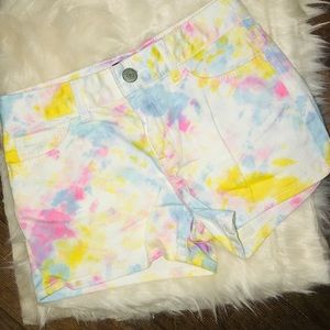 Girls Tie Dye Denim Shorts